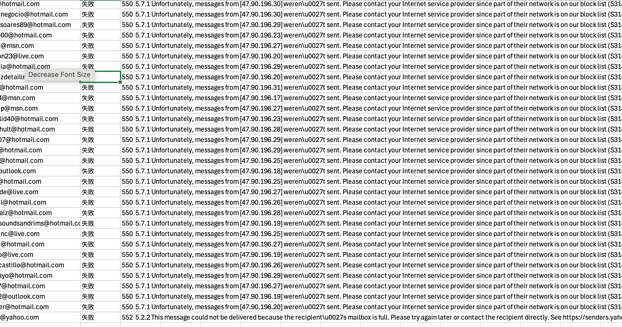 失败邮件地址的共同特征